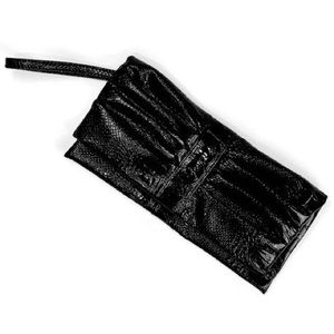 Giannini Black Patent Leather Snake Print Clutch w/ Wrist Strap